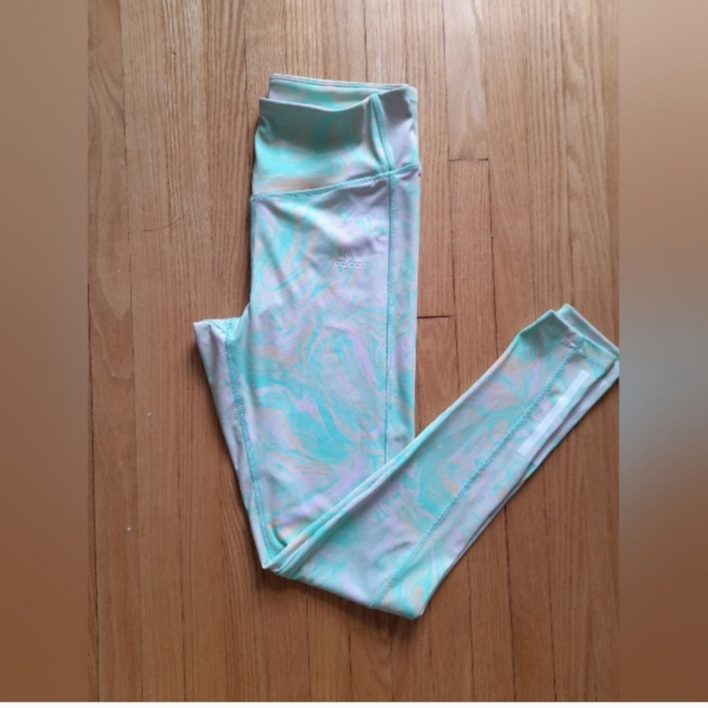 Women's Aqua and Pink Leggings Size Medium